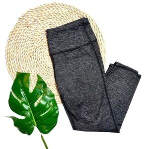 Athleta Black Marled Athletic Cropped Capri Pull On Legging Tights Size Small